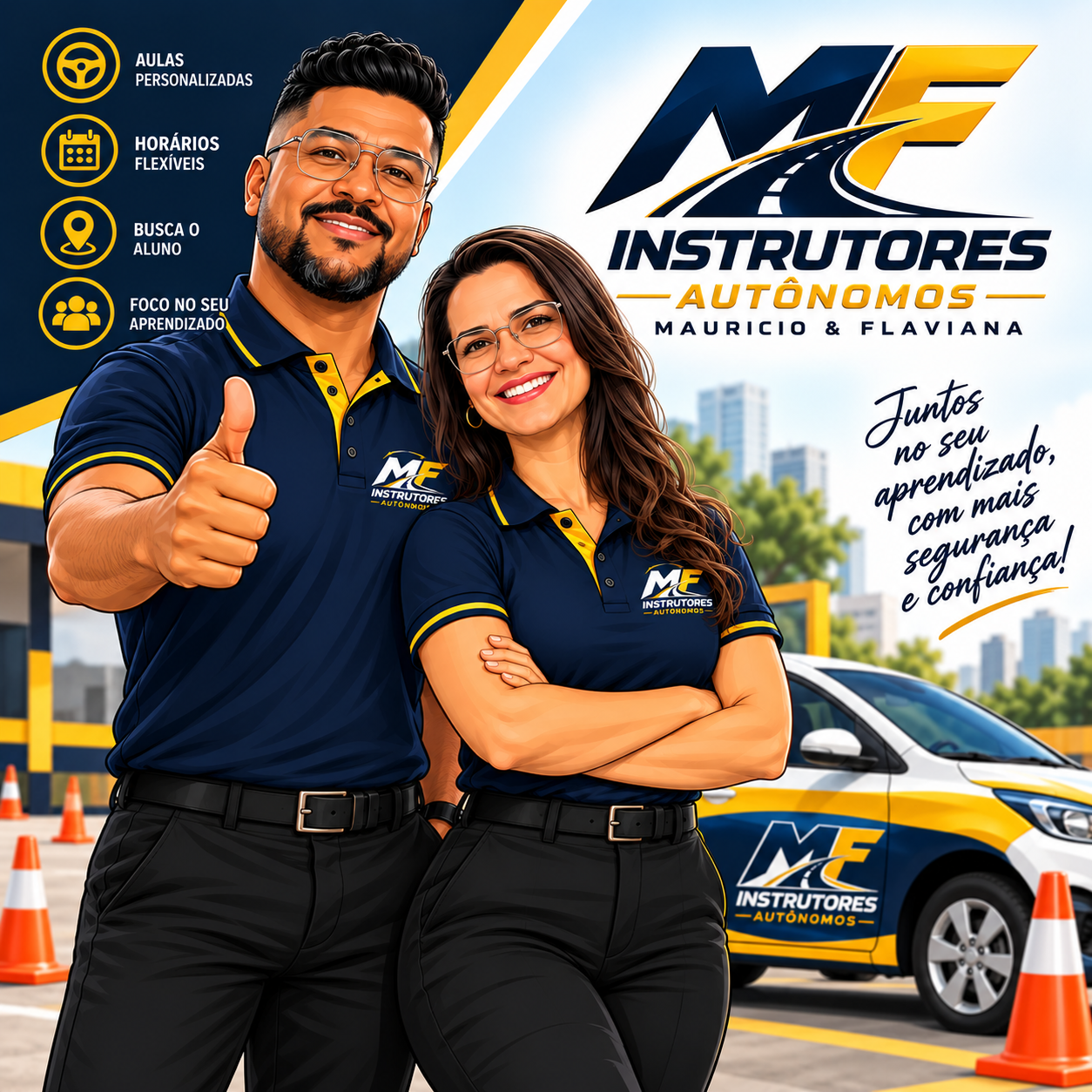 Mauricio e Flaviana, instrutores da MF Instrutores Autônomos